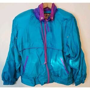 VTG 80's R.E. Sport Rivers Edge Retro Windbreaker Bomber Jacket Jogging Medium